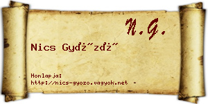 Nics Győző névjegykártya